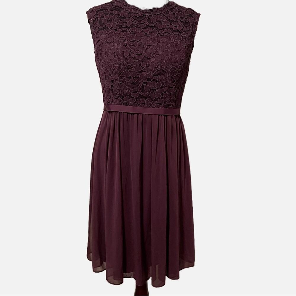 David’s Bridal plum short Lace Dress
